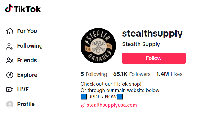 Stealth Supply的<a href='/jiqiao/703.html' target='_blank'>TikTok账号</a>
